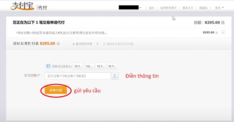 Bước 4.3- Điền thông tin người thanh toán hộ