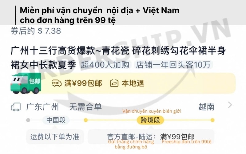 Được miễn phí vận chuyển khi gộp đơn